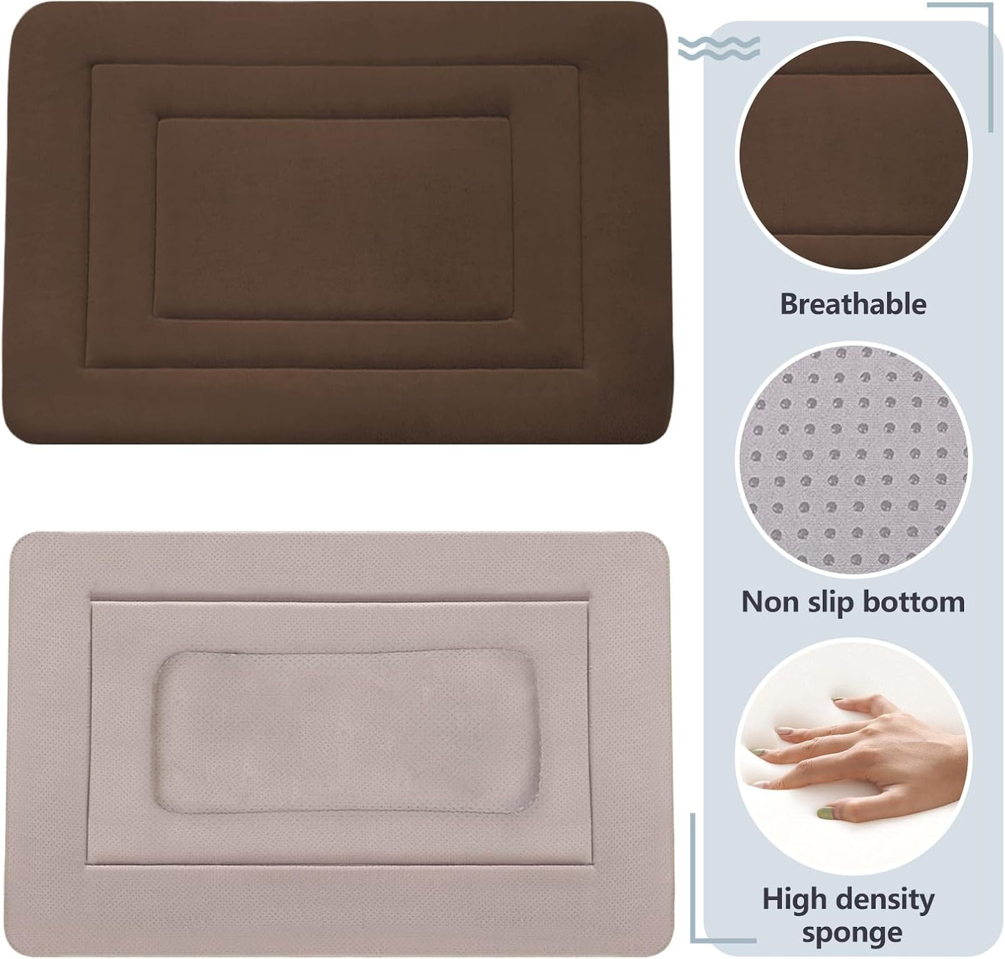JoicyCo Soft Dog Crate Bed Pad Mat, 48 in Non-Slip Bottom Washable for Extra Large Dogs, Pet Mattress Kennel Pad, Dark Brown