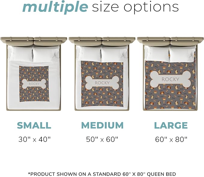 Prints Next Day – Custom 60" x 80" Fleece Pet Lightweight Blanket with Name - Gift for Dog or Cat Owners - Personalized Couch Throw - Puppy Patterned - Printed in America
