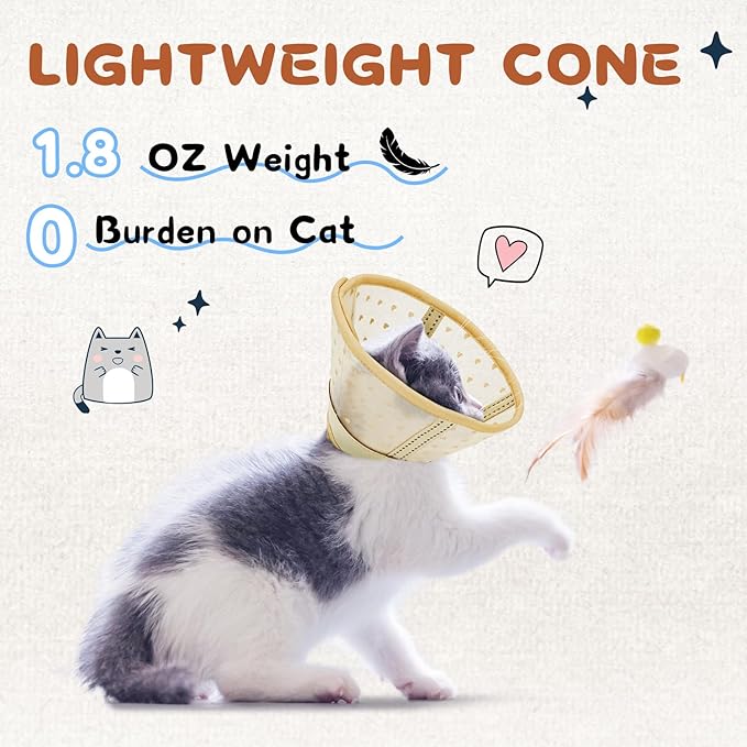 Supet Cat Cone Collar After Surgery, Soft Mesh Recovery Collar to Stop Licking and Scratching, Plastic Cone Alternative for Small Kitten, Medium, Large Cats ()