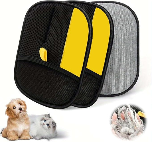 3Pcs Pet Hair Removal Glove for Cats & Dogs, Upgrade Efficient Grooming Gloves for Pet Hair, Cat Grooming Gloves for Hair Removal，Reusable Cat & Dog Hair Remover for Couch, Furniture