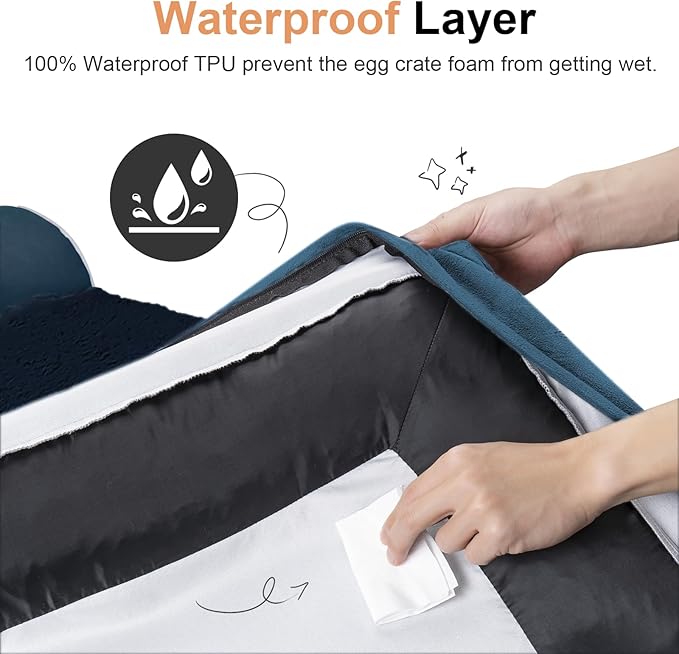 Large Dog Bed Orthopedic Washable: Beds Bolster XL Bed Large Big Dogs Memory Foam Couch Sofa Waterproof with Removable Cover - Navy Blue