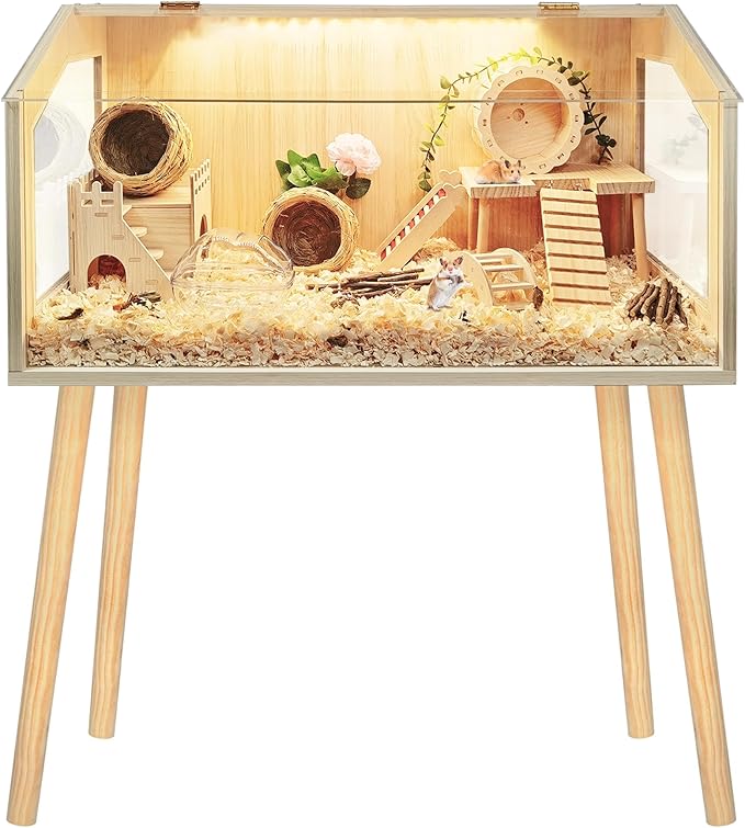 Prolee Hamster Cage with Legs, Guinea Pig Cages Chew Proof, Hamster House, Hamster Cages and Habitats with Lockable Design, 32" L x 16" W x 40" H