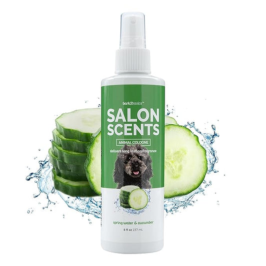 Bark2Basics Salon Scents Pet Grooming Cologne Spray - 8 oz, Natural Professional Groomer Perfume for Dogs and Cats, Long Lasting, Deodorizing, (Spring Water and Cucumber)