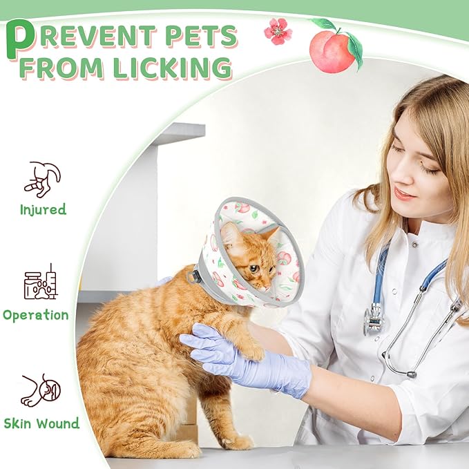Cat Cone Collar Soft to Stop Licking, Adjustable, Foldable Lightweight Kitten Cones After Surgery Recovery for Cats & Kittens, Cat Cone Alternative (PinkWhite, S)