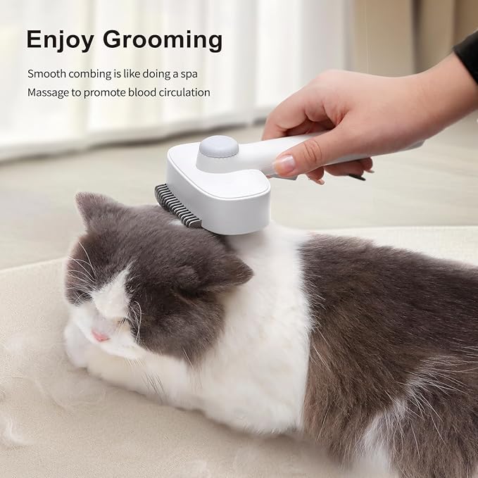 Deshedding Brush with Metal Comb for Detangling and Dematting Long, Flea Comb Cat Combs with Long & Short Stainless Steel Teeth, Matted Fur on Cats and Dogs (3 Pack)