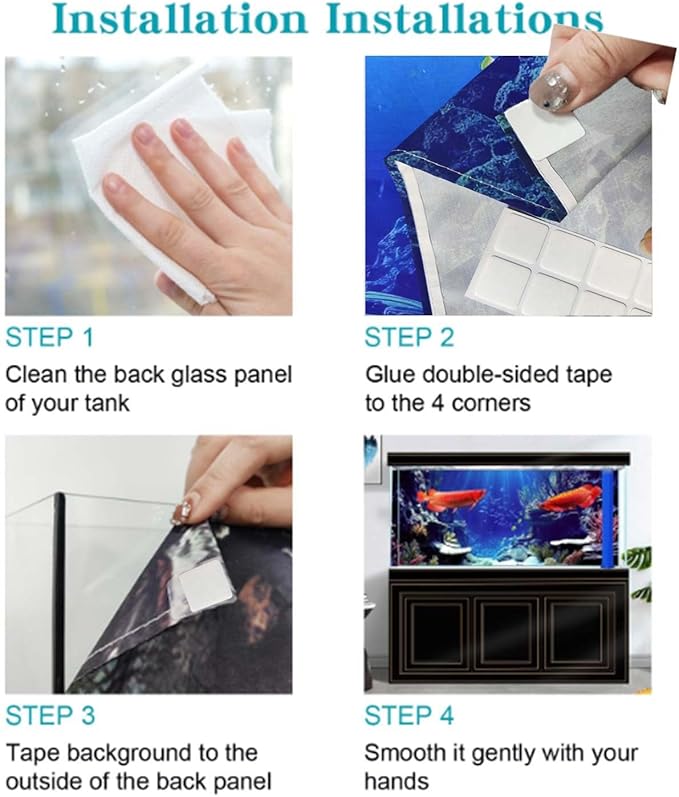 30X12IN Natural Underwater Aquarium Background, Pictures 3D Fish Reef Fish Tank Decoration Background, with 8 EVA Double-Sided Tape