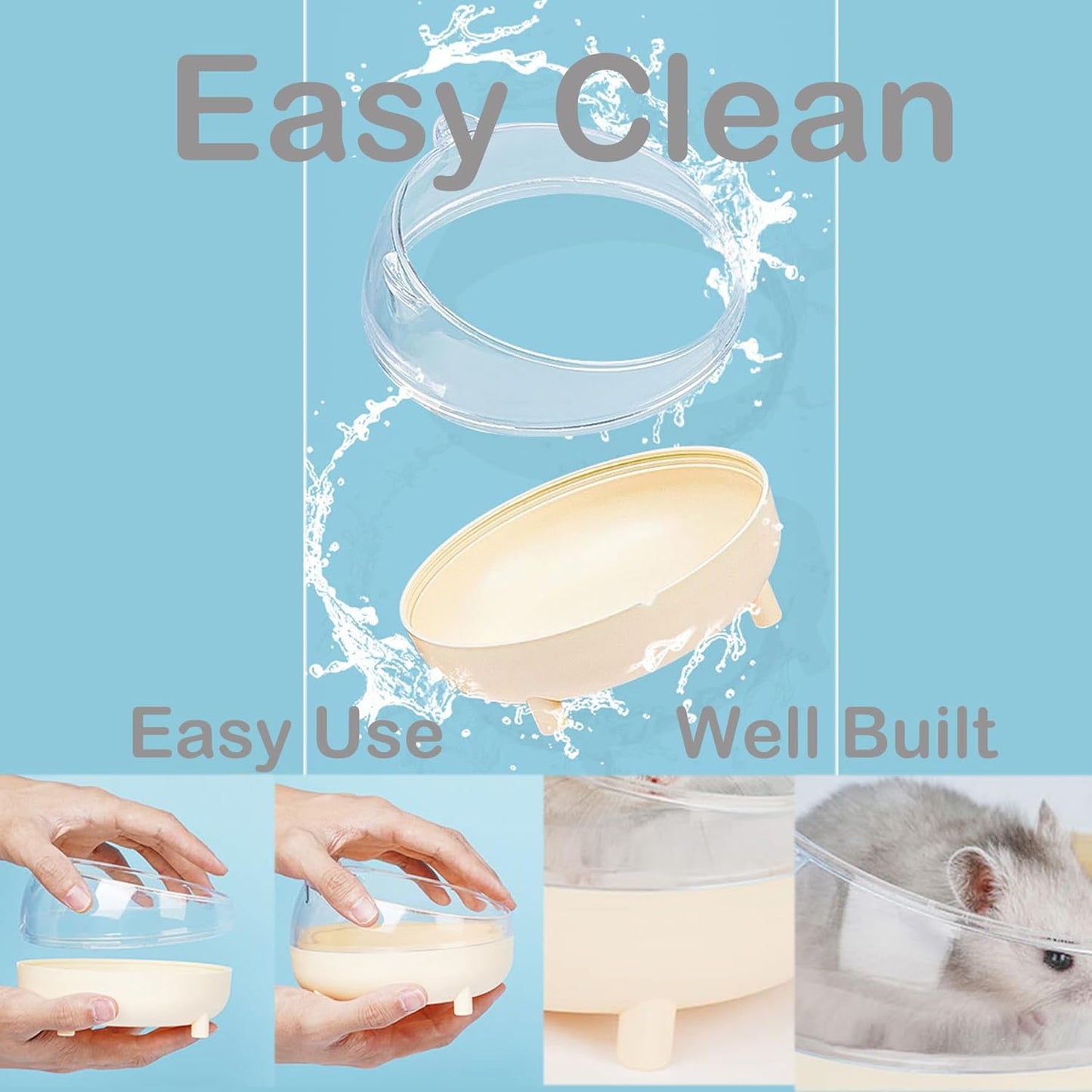 Meow&Woof Hamster Sand Bath Container, Large Sandbox Toilet Gerbil Batheoom, Tiny Chinchilla Dust Bathtub Sand Bath Box for Hamster Cage Accessories 6.5 Inch-Dark Green