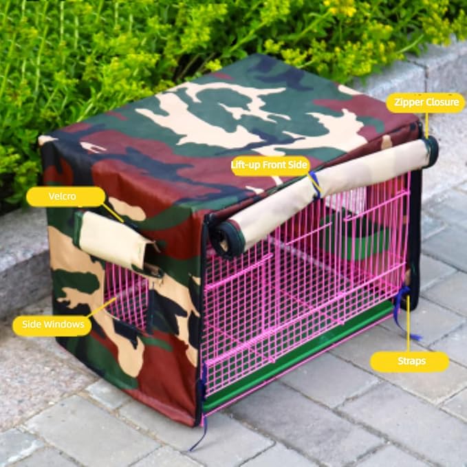 MANON ROSA Bird Cage Cover - Lightproof Birdcage Covers Nighttime- Ideal for Parrots Cockatiels Parakeets Cockatoos Lovebirds Finches Budgerigars Conure (M(15.7" Lx11.8 Wx11.8 H),Camouflage)