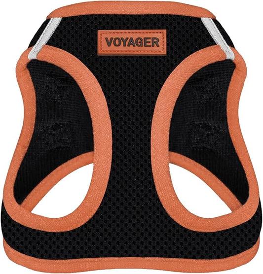 Best Pet Supplies - All Weather Mesh/Plush, Reflective, No Pull Harness for Small, Medium Dogs, Cats - Secure with Hook & Loop Fastener, Buckle, Double D-Rings - Black/Orange Trim, M