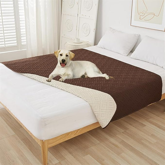 GIBZ Water Resistant Dog Bed Blanket Cover Large Anti Slip Pet Furniture Protector Washable Cat Quilted Mat for Couch, Coffee, 170x210cm