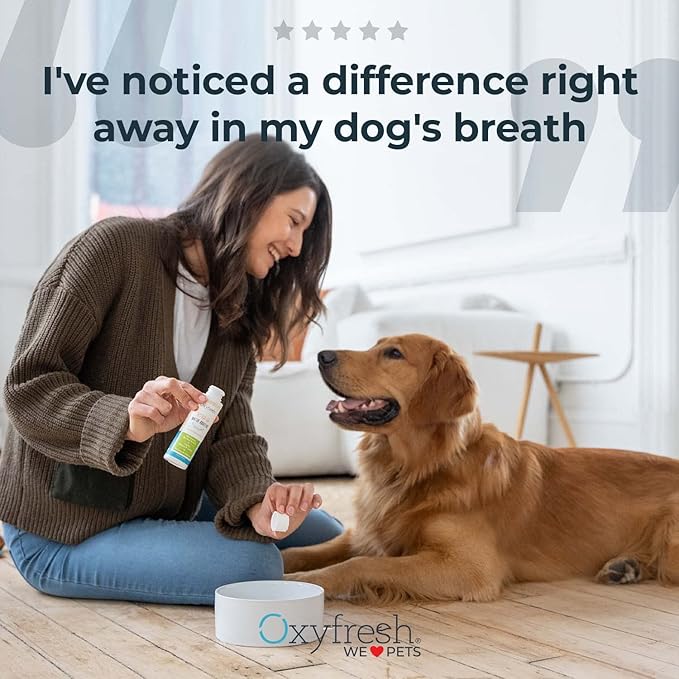 Oxyfresh Premium Pet Dental Kit for Dogs & Cats – Easy Solution for Fresh Breath, Clean Teeth, Control Plaque & Tartar – Vet Formulated Pet Toothpaste 1oz + Water Additive 3oz + 3 LG Brushes Kit