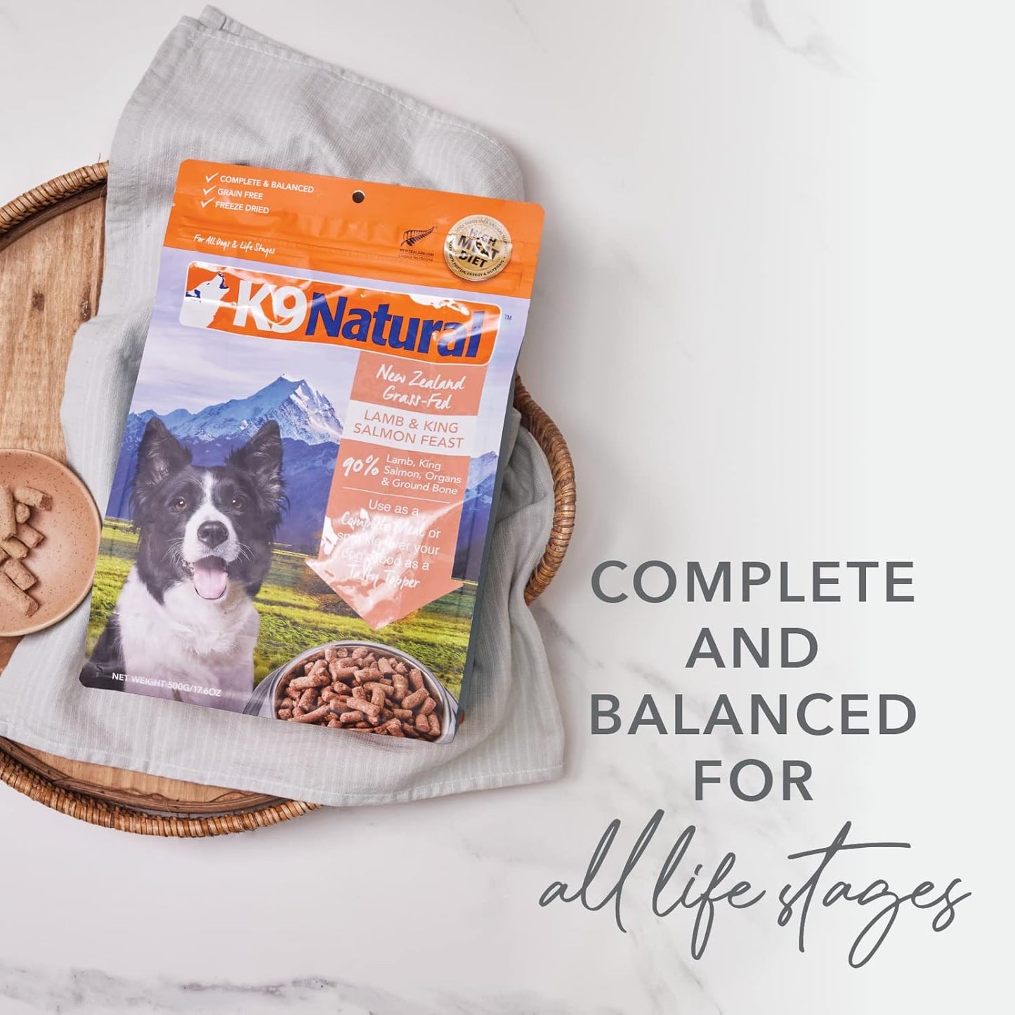 K9 Natural - Grain Free Freeze Dried Dog Food - Lamb & Salmon, 17.6oz
