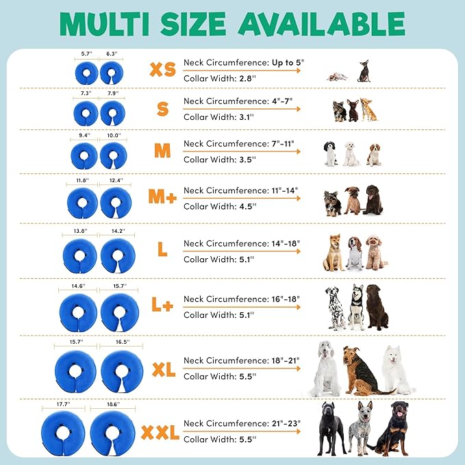 BENCMATE Inflatable Dog Cone Collar Alternative, Soft Dog Cone for Small Medium Large Dogs and Cats, Neck Recovery ECollar Donut Collar After Surgery (Large, Flag)