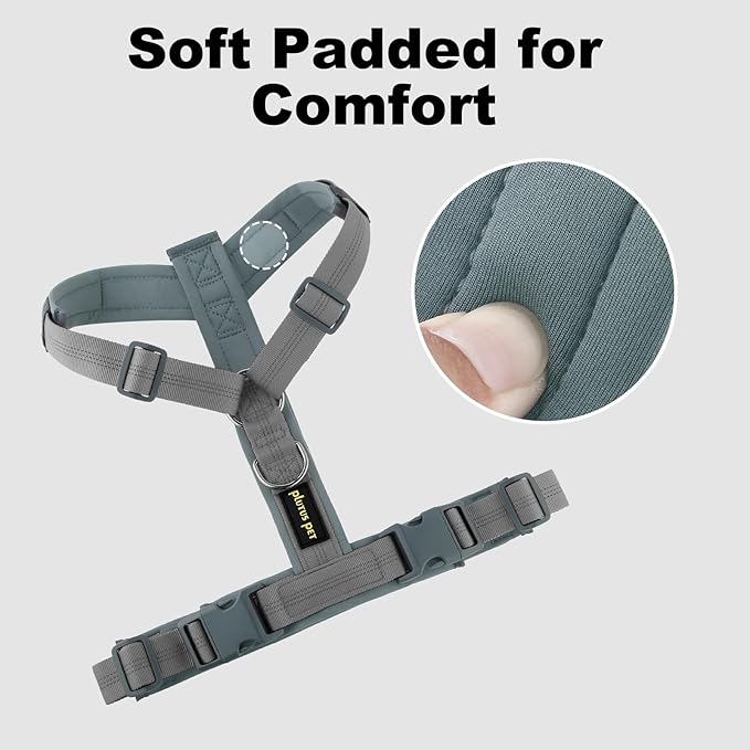 Plutus Pet No Pull Dog Harness, Adjustable Nylon Harness with Soft Padding, Reflective and Heavy Duty Dog Harness for Small, Medium, Large Dogs(Gray, XL)