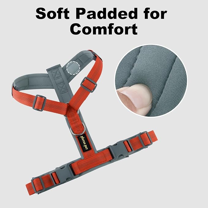 Plutus Pet No Pull Dog Harness, Adjustable Nylon Harness with Soft Padding, Reflective and Heavy Duty Dog Harness for Small, Medium, Large Dogs(Orange, XL)