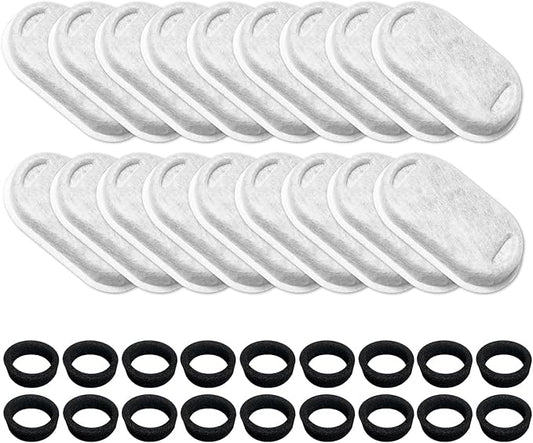 Kactoily 18 Pack Cat Water Fountain Filters for 108oz/3.2L & 67oz/2L Stainless Steel, Cat Fountain Filter Replacement(18 Filters & 18 Sponges)