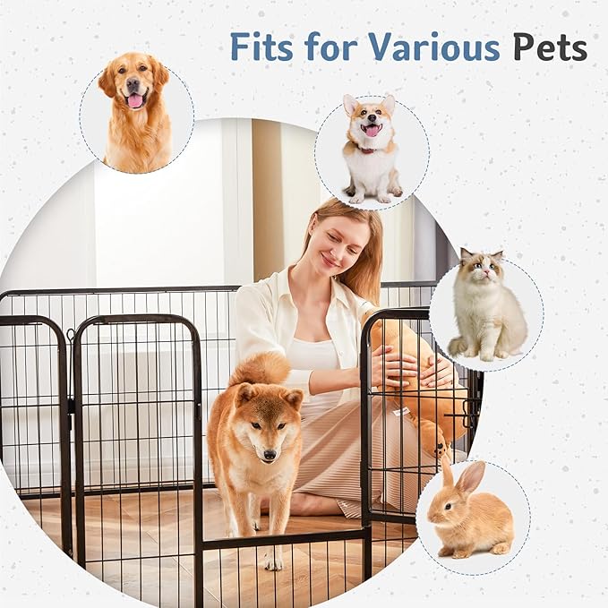 DUMOS Dog Playpen Indoor, Metal 24 Inch 6 Panels Foldable Pet Fence with Door, Outdoor Small Medium Large Dog Puppy Portable Exercise Play Pen for RV Camping, Trips, Play Yard