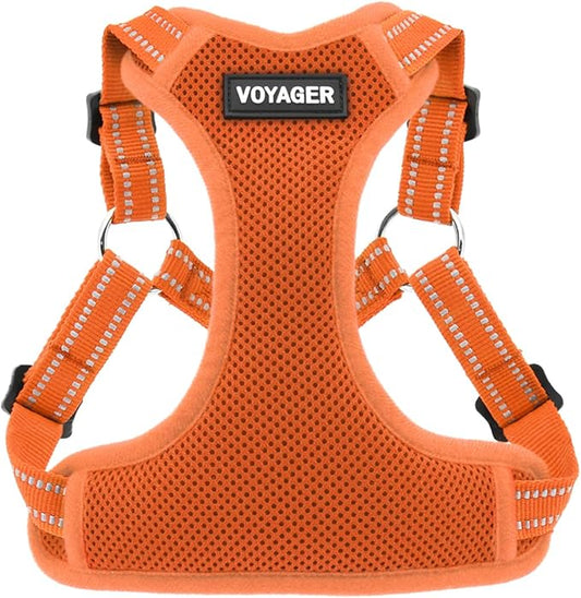Best Pet Supplies Voyager Adjustable Step-in Flex Breathable Mesh Dog Harness for Small Medium Large Dogs (Orange), XS