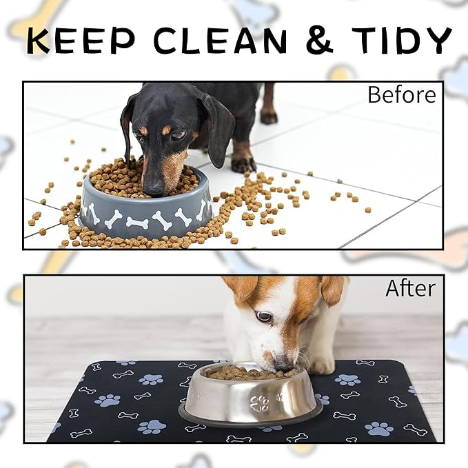 Pet Cat Dog Food Mat Non Slip Mat for Dog Water Bowl Mat Quick Dry Absorbent Cat Feeding Mat, 18.1 * 11.8 in, Green