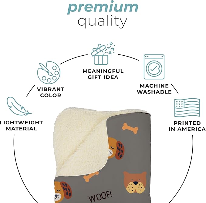 Grey Woof Plush Pet Lightweight Blanket - 30" x 40" - Cute for Dogs - Gifts and Puppy Essentials - Printed in America