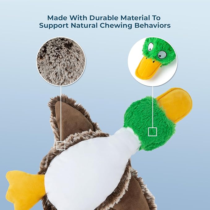 Best Pet Supplies Interactive Squeaky Dog Chew Toy, Ideal Dog Toys for Chewers, Small, Medium & Large Dogs, and Fetch Lovers - Mallard Duck (Gray), Large