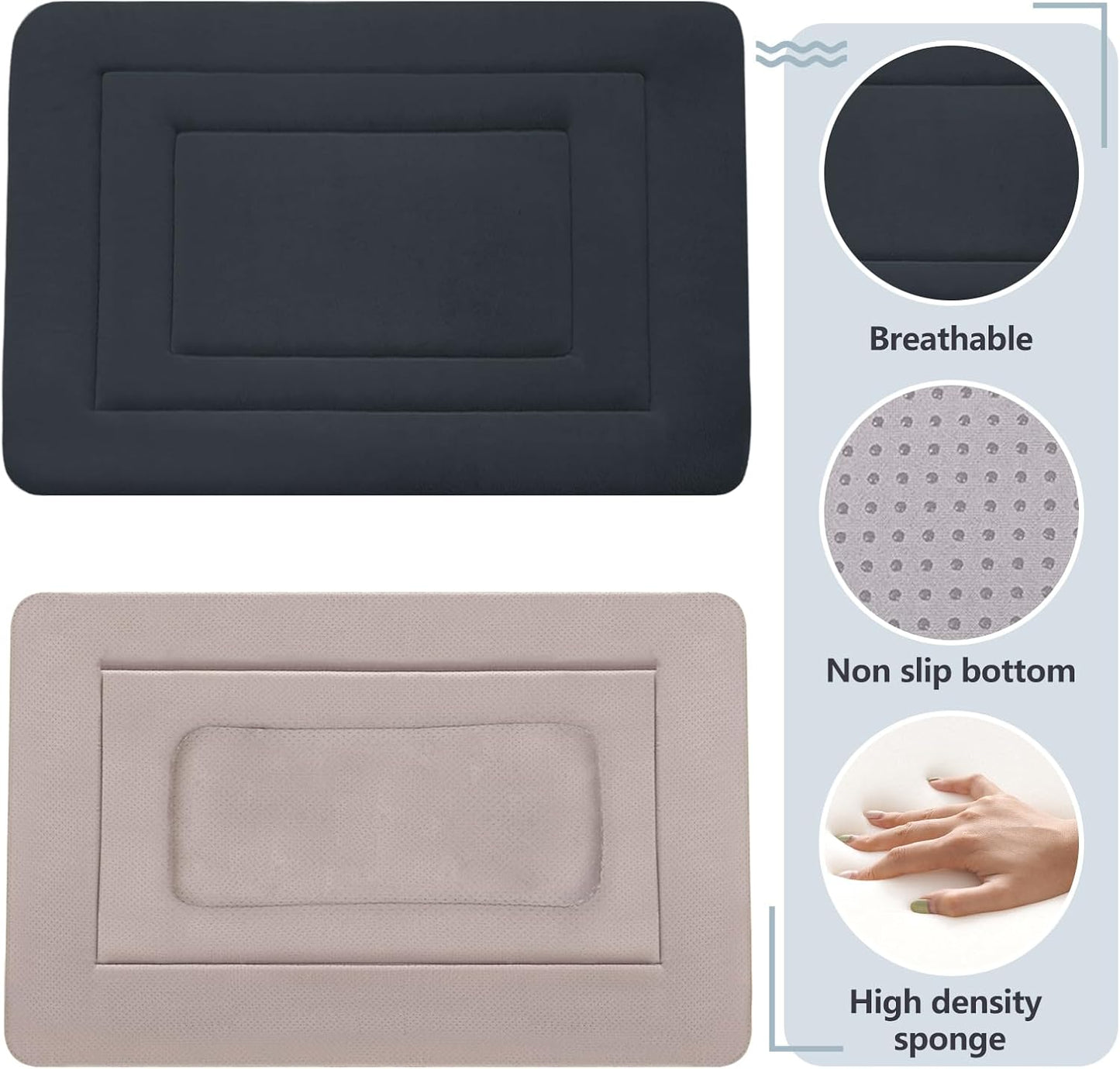 JoicyCo Soft Dog Bed Crate Pad Mat, 36 in Non-Slip Bottom Washable for Medium and Large Dogs, Pet Mattress Kennel Pad, Dark Gray