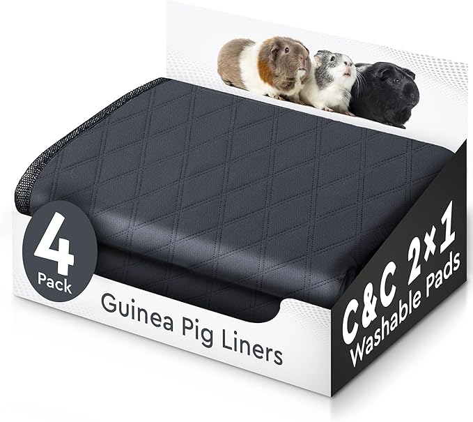 Washable Rabbit & Guinea Pig Cage Liner & Bedding for C&C 2x1 (29"x15"), 4 Pack, Easy to Clean Unlike Fleece, Waterproof, Absorbent, Non-Slip Pee Pad, Reusable Bunny Mat for Small Animals