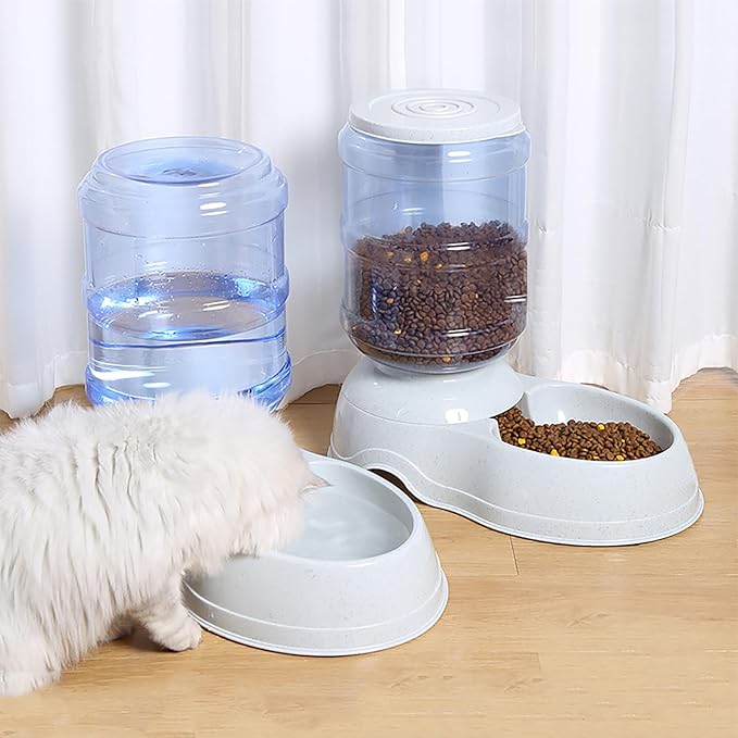 Automatic Dog Feeder and Water Dispenser Set for Large Dogs, 3 Gallon Gravity Dog Cat Food and Water Dispenser Set with Pet Food Bowl,Large Pet Food Water Dispenser Station