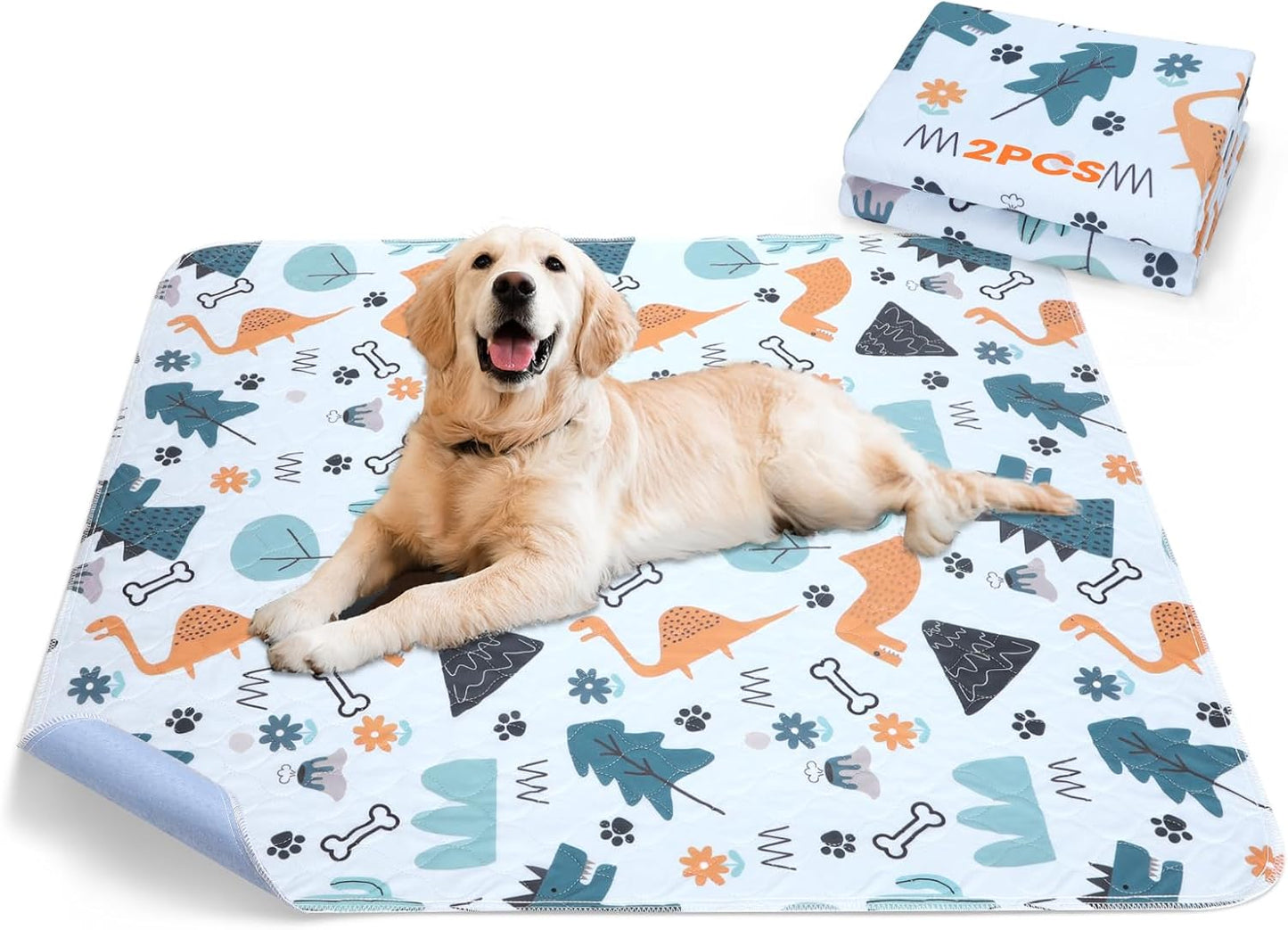 Washable Pee Pads for Dogs, 2 Pack Large 36"x41" Super Absorbent Reusable Training Pads, 100% Waterproof Non-Slip, Whelping & Playpen Indoor Dog Cage Pads Pet Mat Dog Supplies
