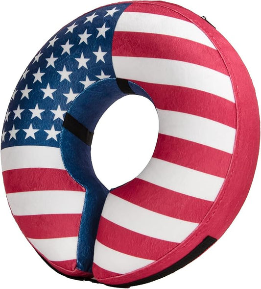 BENCMATE Inflatable Dog Cone Collar Alternative, Soft Dog Cone for Small Medium Large Dogs and Cats, Neck Recovery ECollar Donut Collar After Surgery (Medium, Flag)