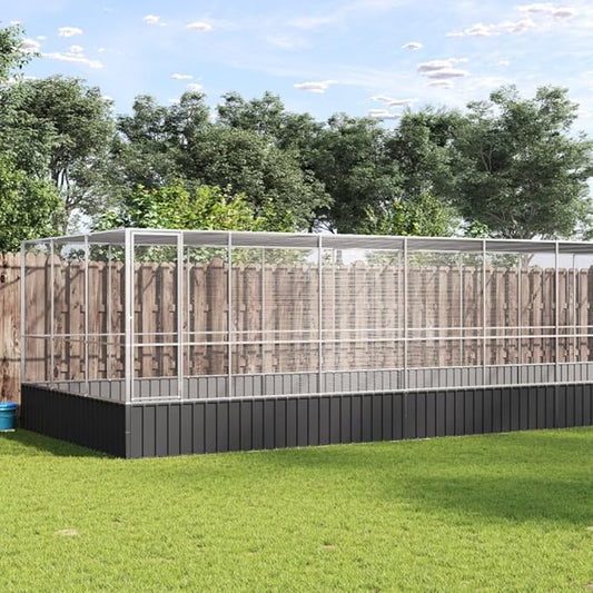 Steel Aviary with Extension, Large Flight King Bird Cage for Cockatiels African Grey Quaker Amazon Sun Parakeets Green Cheek Conures Pigeons Parrot Bird Cage, 366.9"x120.9"x83.5",-117