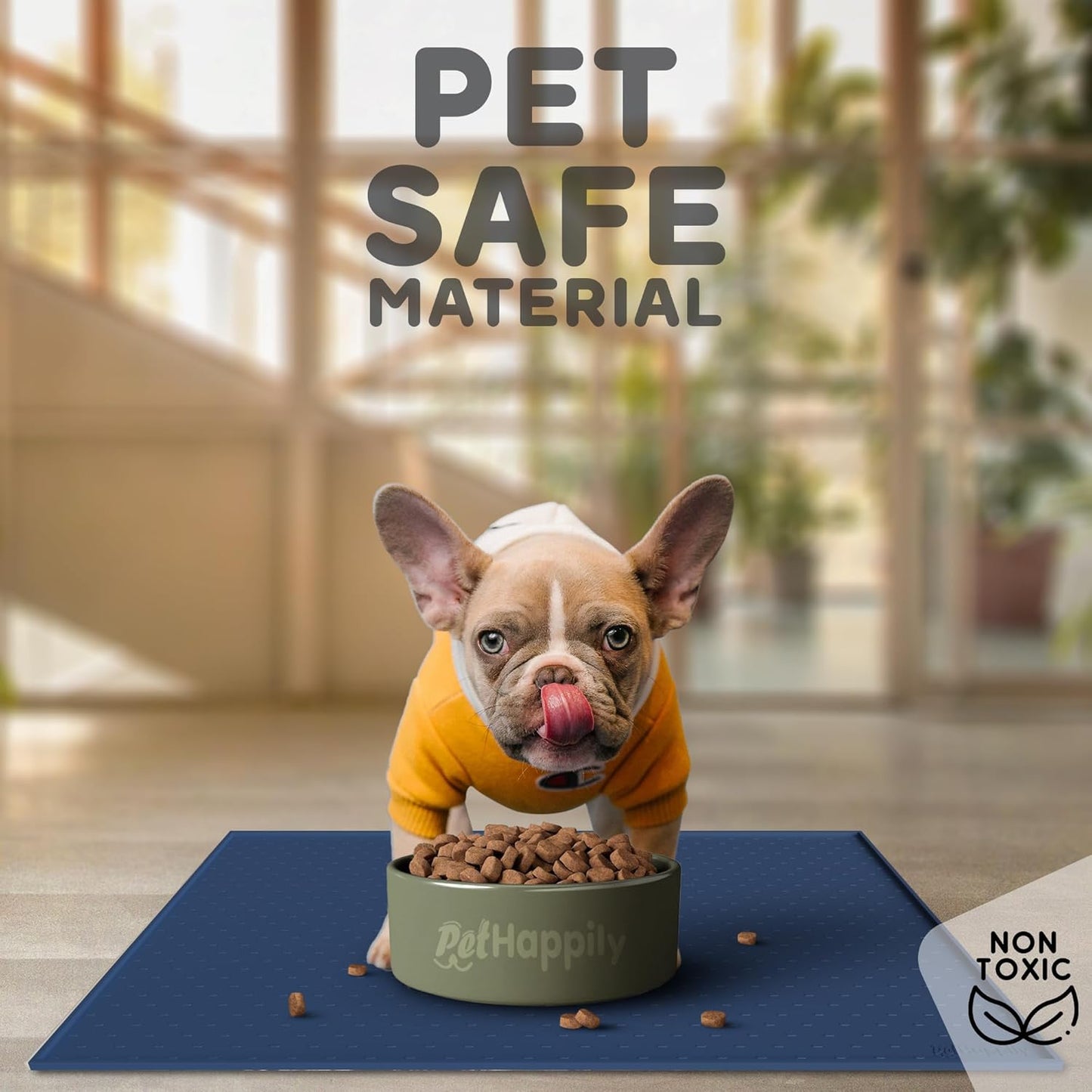 Dog Food Mat - Raised Edges Dogs Mat for Food and Water Prevent Spill, Waterproof Cat Food Mats Protect Floors, Easy Clean Dog Bowl Mats for Food and Water, Silicone Pet Food Tray