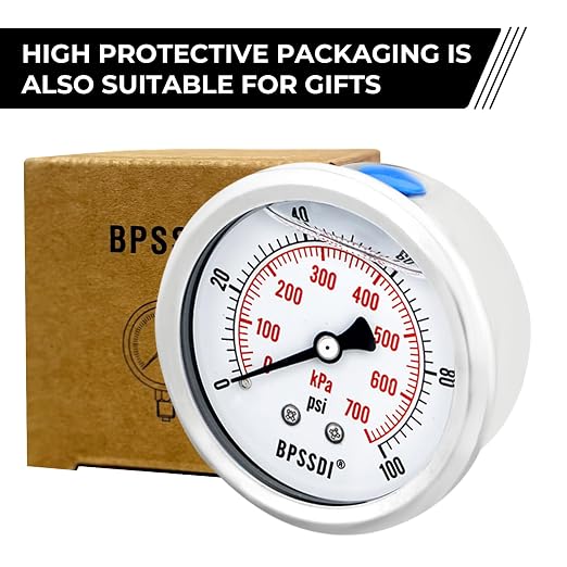 0-100Psi Glycerin Liquid Filled Low Pressure Gauge, 2.5" Dial Size, 1/4" G Back