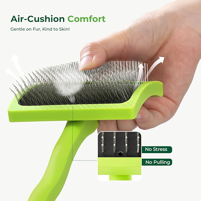 Pecute Slicker Brush for Dogs & Pet Comb, Professional Grooming Dog Brush for Goldendoodles, Poodles, Labradoodles, with Extra Long Soft Pins to Effectively Remove Tangles, Knots and Mats, 2PCS