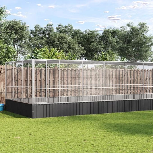 Steel Aviary with Extension, Large Flight King Bird Cage for Cockatiels African Grey Quaker Amazon Sun Parakeets Green Cheek Conures Pigeons Parrot Bird Cage, 285.4"x120.9"x83.5",-116