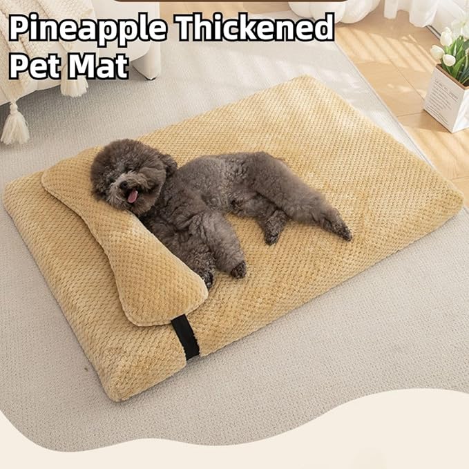 Dog Bed for Small Medium Large Dogs, Dog Mattress with Removable Pillow for Crate Kennel, Sofa Dog Bed, Super Soft Pet Bed for Dogs and Cats, Pet Beds & Furniture (Brown,Large)