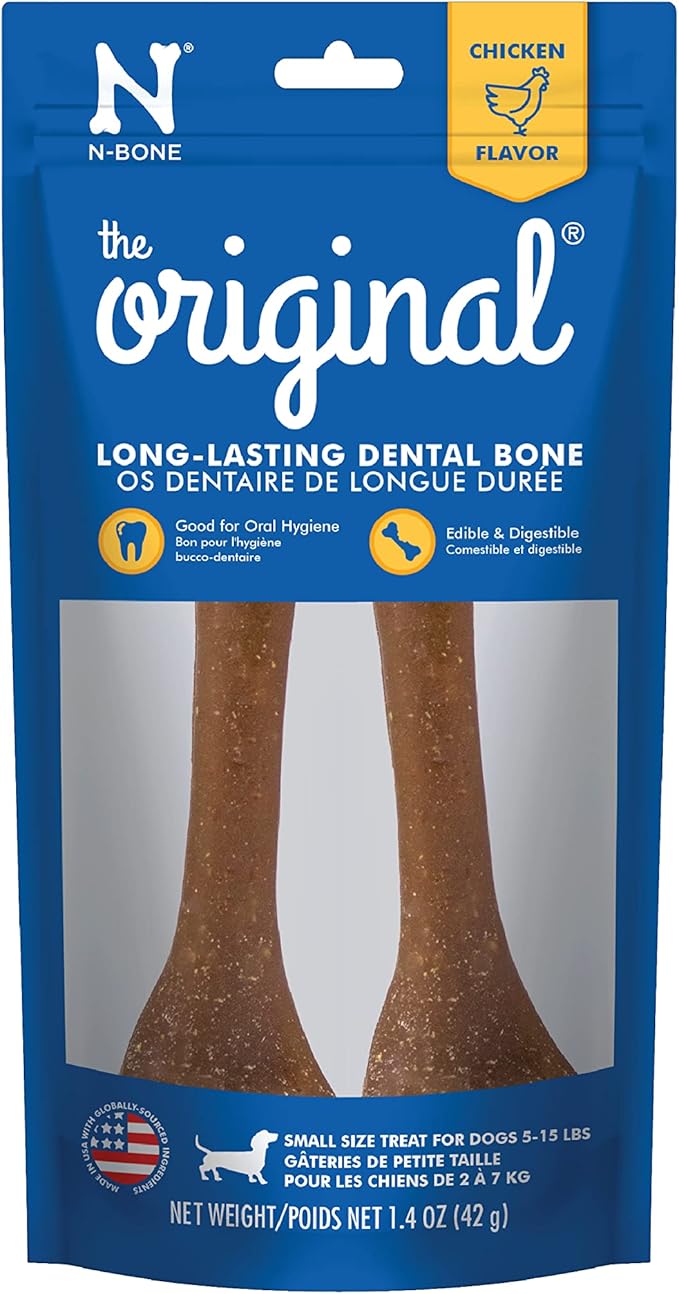 N-Bone 1.4-Ounce The Original Bagged Bone Treat For Dogs, Small, Chicken Flavor, 2-Pack