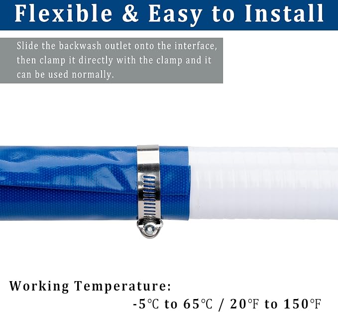 1-1/2 in x 25 ft Pool Backwash Hose Heavy Duty Drain Discharge PVC Lay flat