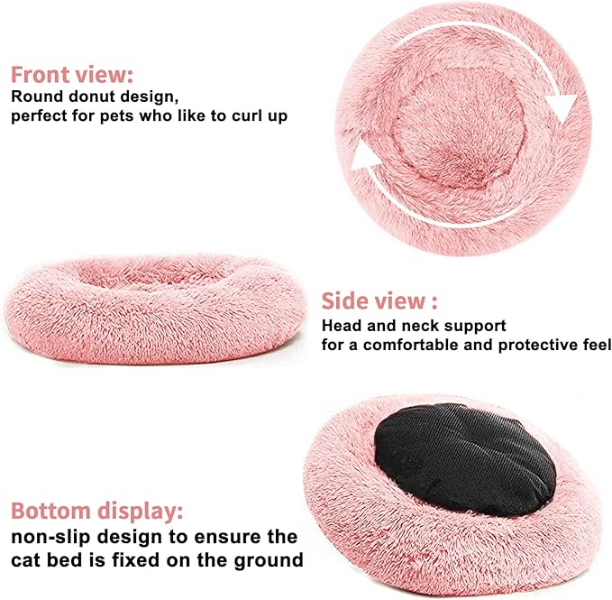 Nisrada Dog Bed for Small Medium Large Dogs, 24 inch Calming Dogs Bed, Washable-Round Cozy Soft Pet Bed for Puppy and Kitten with Slip-Resistant Bottom