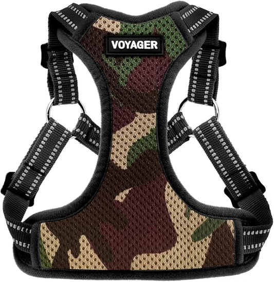 Best Pet Supplies Voyager Adjustable Step-in Flex Breathable Mesh Dog Harness for Small Medium Large Dogs (Army/Black Trim), M