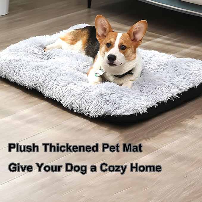 Dog Crate Mat, Dog Bed for Large Dogs, Comfy Fluffy Kennel Pad Anti-Slip for Dog beds & Furniture, Quilted Dog Bed for Pets for Medium/Small Dogs Cats (Color : Yellow, Size : 36x25)