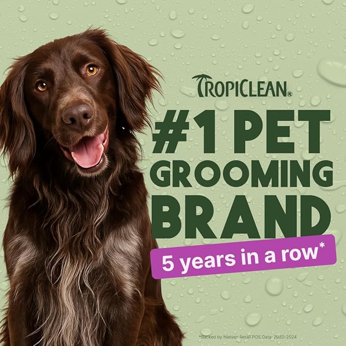 TropiClean Dog Detangler Spray Dematting, Leave in Conditioner, Perfect for Doodles & All Coat Types, Sweet Refreshing Scent, Made in the USA, 16 oz.