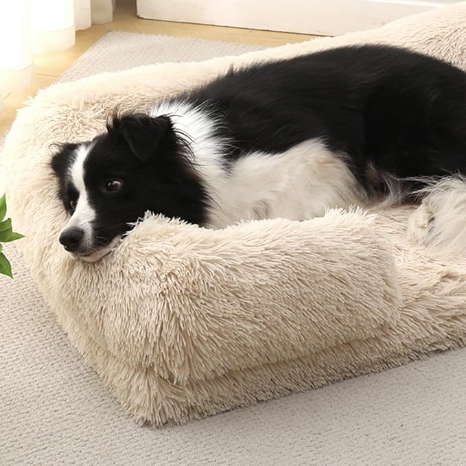 Dog Beds Medium Large Size Dog, Calming Dog Bed with Removable Washable Cover, Waterproof Lining and Nonskid Bottom(Gradient-Grey,XXL)