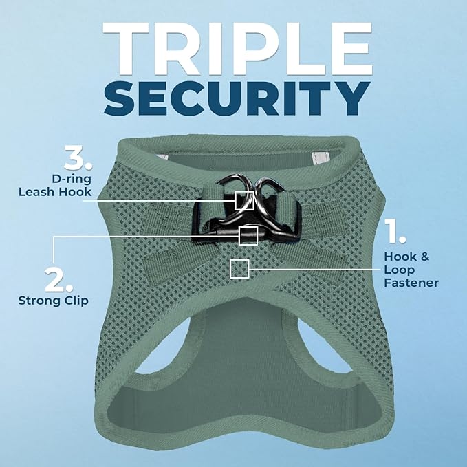 Best Pet Supplies Voyager Step-in Air Harness - All Weather Mesh, Reflective, No Pull Harness for Dogs, Cats - Secure with Hook & Loop Fastener, Buckle, Double D-Rings - Moss Green, XL