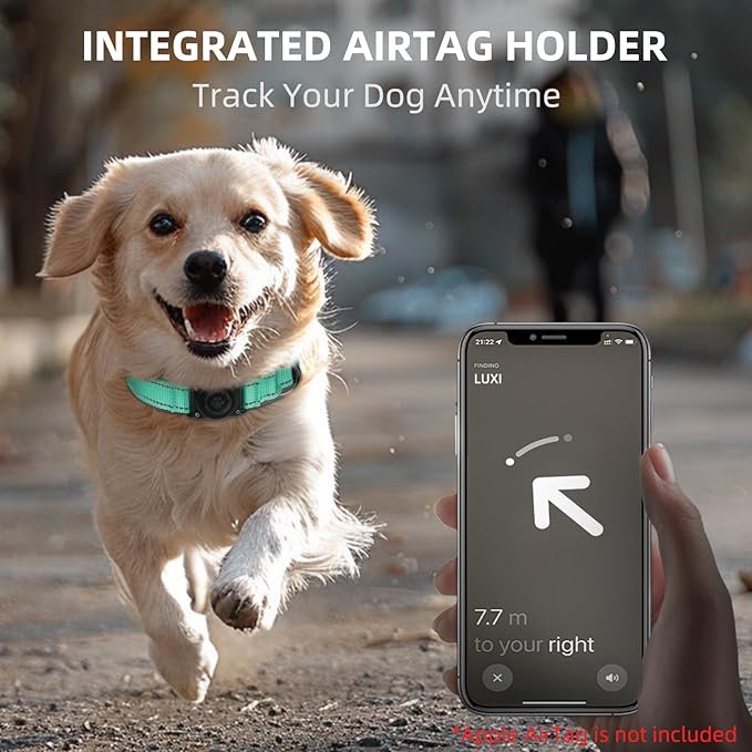 Airtag Dog Collar - 100% Waterproof Air tag Dog Collar Holder for Apple AirTag, Reflective, Soft Padded, Everlasting, GPS Dog Collar for Small Medium Large Dogs (Teal, XL)