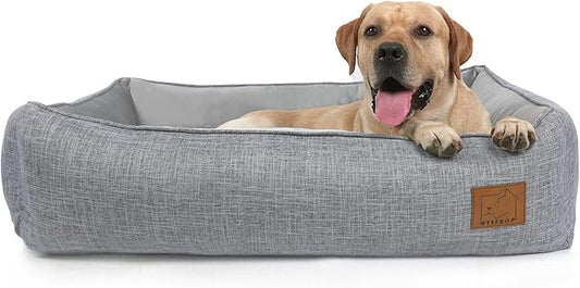ATIFBOP Orthopedic Dog Bed, Bolster Dog Sofa with Removable Cover, Cooling Pad Memory Foam Couch, Pain Relief Pet Bed (Grey, 40x31x11 inch)