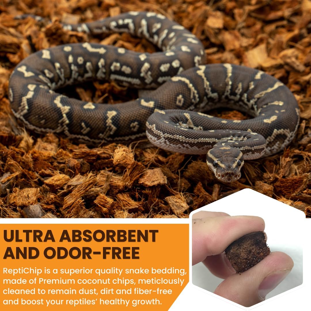 ReptiChip Reptile Bedding Loose Coconut Chip 36 Quart Coco Husk Substrate Mulch for Snake Habitat, Ball Python Terrarium, Turtle Tanks, Tortoise Enclosure