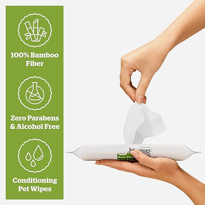 Pogi’s Dog Wipes Travel Packs – Hypoallergenic Pet Wipes for Paws, Body & Butt – Cleaning & Hydrating, Green Tea Scent, 240-Count