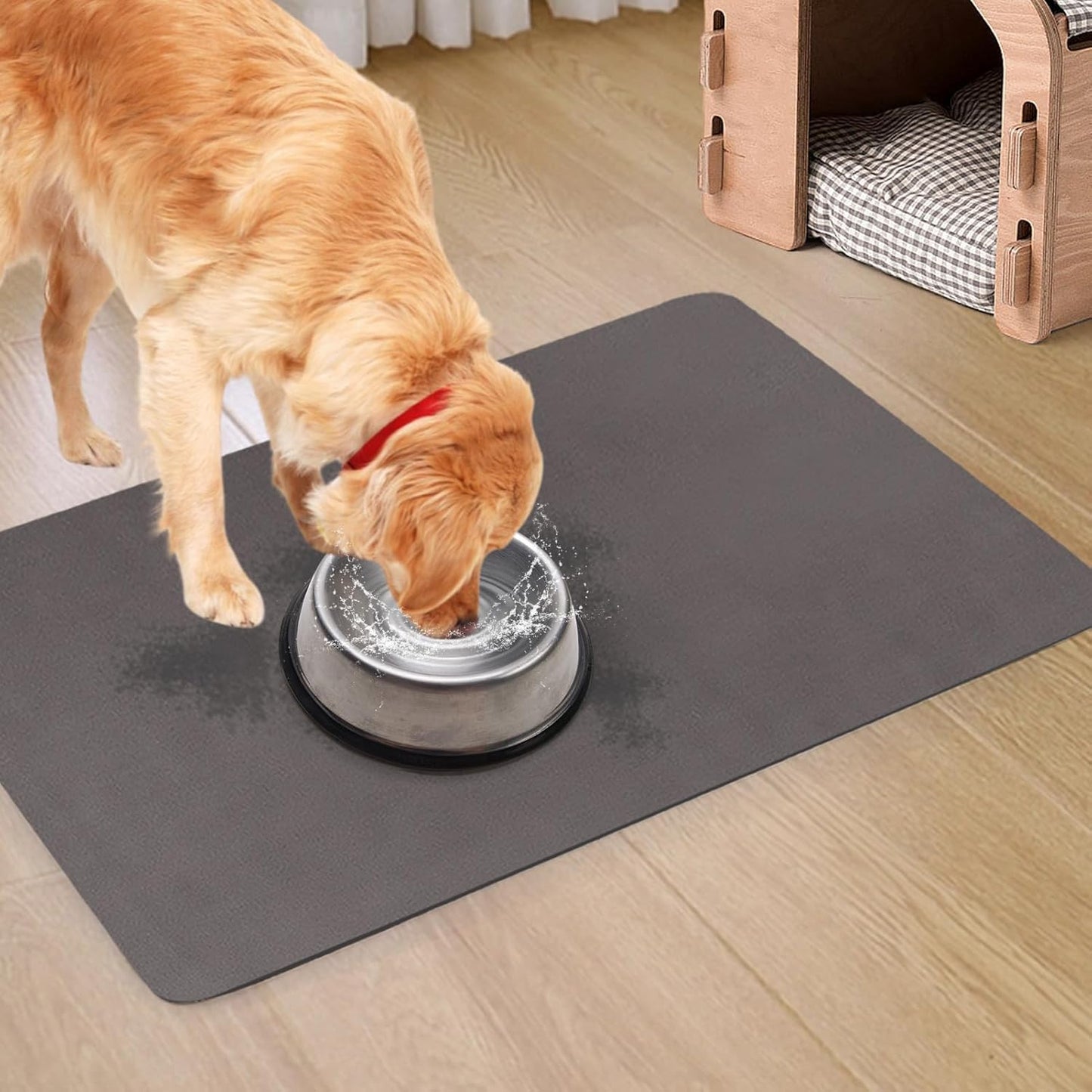 Quick Dry Absorbent Dog Food Mat, 36 x 23 in Diatom Anti-Slip Mud Dog Water Bowl Mat, No Messy Pet Feeding Mat Dogs Supplies for Large and Multiple Dogs