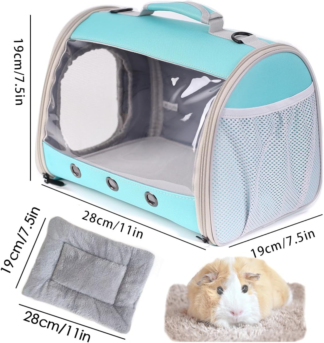 Small Animal Travel Backpack Carrier,Portable Bearded Dragon Bag for Sugar Glider,Hedgehog,Rat,Bunny,Rat,Outdoor Used (Green, Carrier L+ I Leash)